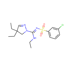 CCN/C(=N\S(=O)(=O)c1cccc(Cl)c1)N1CC(CC)(CC)C=N1 ZINC000072124599