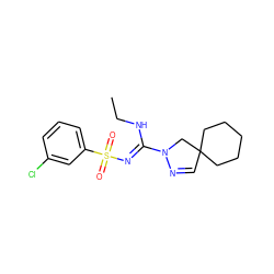 CCN/C(=N\S(=O)(=O)c1cccc(Cl)c1)N1CC2(C=N1)CCCCC2 ZINC000072125134