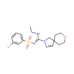 CCN/C(=N\S(=O)(=O)c1cccc(Cl)c1)N1CC2(C=N1)CCOCC2 ZINC000072126187