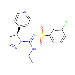 CCN/C(=N\S(=O)(=O)c1cccc(Cl)c1)N1N=CC[C@H]1c1ccncc1 ZINC000072123548