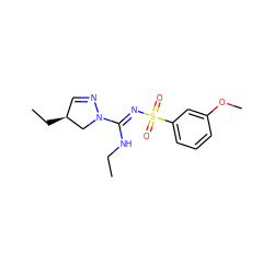 CCN/C(=N\S(=O)(=O)c1cccc(OC)c1)N1C[C@@H](CC)C=N1 ZINC000072123543