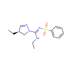 CCN/C(=N\S(=O)(=O)c1ccccc1)N1C[C@@H](CC)C=N1 ZINC000072124886