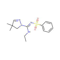 CCN/C(=N\S(=O)(=O)c1ccccc1)N1CC(C)(C)C=N1 ZINC000072125854