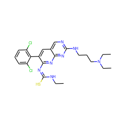 CCN/C(S)=N\c1nc2nc(NCCCN(CC)CC)ncc2cc1-c1c(Cl)cccc1Cl ZINC000013862924