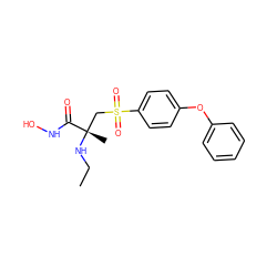 CCN[C@@](C)(CS(=O)(=O)c1ccc(Oc2ccccc2)cc1)C(=O)NO ZINC000026647760