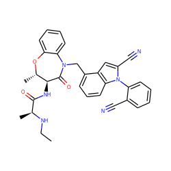 CCN[C@@H](C)C(=O)N[C@@H]1C(=O)N(Cc2cccc3c2cc(C#N)n3-c2ccccc2C#N)c2ccccc2O[C@H]1C ZINC000220134691