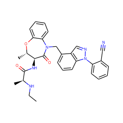 CCN[C@@H](C)C(=O)N[C@@H]1C(=O)N(Cc2cccc3c2cnn3-c2ccccc2C#N)c2ccccc2O[C@H]1C ZINC001772571338