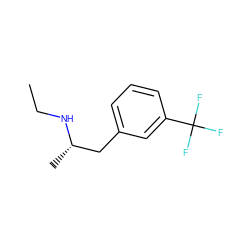 CCN[C@@H](C)Cc1cccc(C(F)(F)F)c1 ZINC000000000294