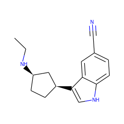 CCN[C@@H]1CC[C@H](c2c[nH]c3ccc(C#N)cc23)C1 ZINC000038777475