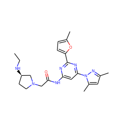 CCN[C@@H]1CCN(CC(=O)Nc2cc(-n3nc(C)cc3C)nc(-c3ccc(C)o3)n2)C1 ZINC000023360565