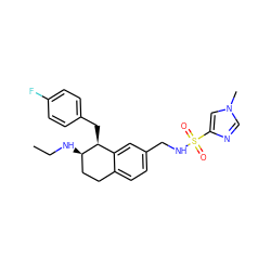 CCN[C@@H]1CCc2ccc(CNS(=O)(=O)c3cn(C)cn3)cc2[C@@H]1Cc1ccc(F)cc1 ZINC000142598794