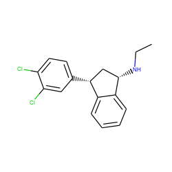 CCN[C@H]1C[C@@H](c2ccc(Cl)c(Cl)c2)c2ccccc21 ZINC000013835794