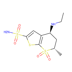 CCN[C@H]1C[C@H](C)S(=O)(=O)c2sc(S(N)(=O)=O)cc21 ZINC000001530621