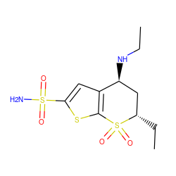 CCN[C@H]1C[C@H](CC)S(=O)(=O)c2sc(S(N)(=O)=O)cc21 ZINC000001542353