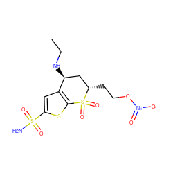 CCN[C@H]1C[C@H](CCO[N+](=O)[O-])S(=O)(=O)c2sc(S(N)(=O)=O)cc21 ZINC000043201660