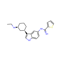 CCN[C@H]1CCC[C@@H](c2c[nH]c3ccc(NC(=N)c4cccs4)cc23)C1 ZINC000084705374