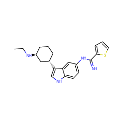 CCN[C@H]1CCC[C@H](c2c[nH]c3ccc(NC(=N)c4cccs4)cc23)C1 ZINC000043205515