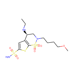 CCN[C@H]1CN(CCCCOC)S(=O)(=O)c2sc(S(N)(=O)=O)cc21 ZINC000027188510