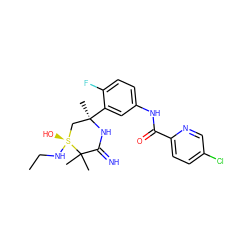 CCN[S@]1(O)C[C@@](C)(c2cc(NC(=O)c3ccc(Cl)cn3)ccc2F)NC(=N)C1(C)C ZINC001772639842