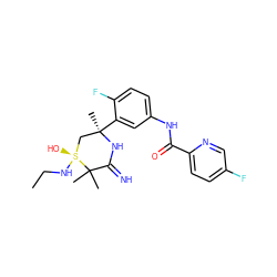 CCN[S@]1(O)C[C@@](C)(c2cc(NC(=O)c3ccc(F)cn3)ccc2F)NC(=N)C1(C)C ZINC001772604664