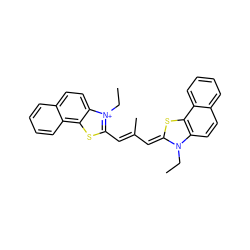 CCN1/C(=C/C(C)=C/c2sc3c4ccccc4ccc3[n+]2CC)Sc2c1ccc1ccccc21 ZINC000040891950