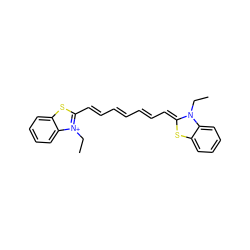 CCN1/C(=C/C=C/C=C/C=C/c2sc3ccccc3[n+]2CC)Sc2ccccc21 ZINC000003921266