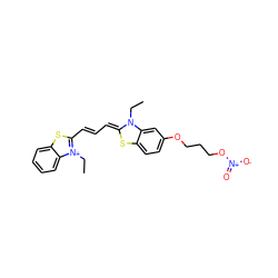 CCN1/C(=C/C=C/c2sc3ccccc3[n+]2CC)Sc2ccc(OCCCO[N+](=O)[O-])cc21 ZINC000473111480