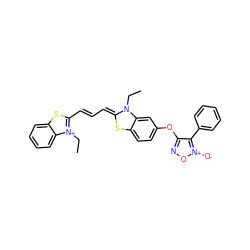 CCN1/C(=C/C=C/c2sc3ccccc3[n+]2CC)Sc2ccc(Oc3no[n+]([O-])c3-c3ccccc3)cc21 ZINC000473105992