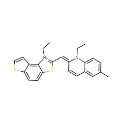 CCN1/C(=C/c2sc3ccc4sccc4c3[n+]2CC)C=Cc2cc(C)ccc21 ZINC000001920222