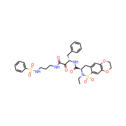 CCN1[C@@H](C(=O)N[C@@H](Cc2ccccc2)C(=O)C(=O)NCCCNS(=O)(=O)c2ccccc2)Cc2cc3c(cc2S1(=O)=O)OCCO3 ZINC000025985290