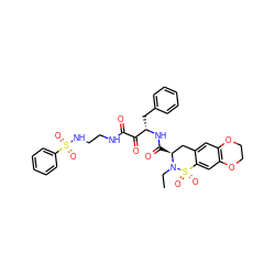 CCN1[C@@H](C(=O)N[C@@H](Cc2ccccc2)C(=O)C(=O)NCCNS(=O)(=O)c2ccccc2)Cc2cc3c(cc2S1(=O)=O)OCCO3 ZINC000025985962