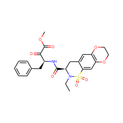 CCN1[C@@H](C(=O)N[C@@H](Cc2ccccc2)C(=O)C(=O)OC)Cc2cc3c(cc2S1(=O)=O)OCCO3 ZINC000025985611