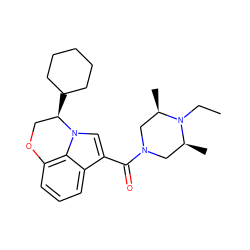 CCN1[C@@H](C)CN(C(=O)c2cn3c4c(cccc24)OC[C@H]3C2CCCCC2)C[C@H]1C ZINC000058651164