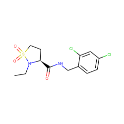 CCN1[C@H](C(=O)NCc2ccc(Cl)cc2Cl)CCS1(=O)=O ZINC000043205874