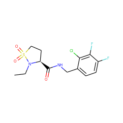 CCN1[C@H](C(=O)NCc2ccc(F)c(F)c2Cl)CCS1(=O)=O ZINC000095553097