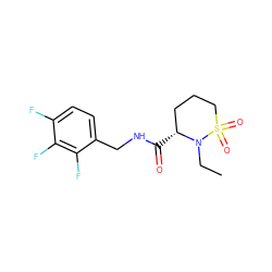 CCN1[C@H](C(=O)NCc2ccc(F)c(F)c2F)CCCS1(=O)=O ZINC000095565594