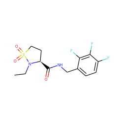 CCN1[C@H](C(=O)NCc2ccc(F)c(F)c2F)CCS1(=O)=O ZINC000095565886