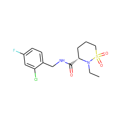 CCN1[C@H](C(=O)NCc2ccc(F)cc2Cl)CCCS1(=O)=O ZINC000095565308