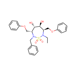 CCN1[C@H](COc2ccccc2)[C@H](O)[C@@H](O)[C@@H](COc2ccccc2)N(Cc2ccccc2)S1(=O)=O ZINC000013492503