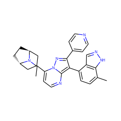 CCN1[C@H]2CC[C@H]1CC(c1ccnc3c(-c4ccc(C)c5[nH]ncc45)c(-c4ccncc4)nn13)C2 ZINC000101299513