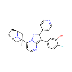 CCN1[C@H]2CC[C@H]1CC(c1ccnc3c(-c4ccc(F)c(O)c4)c(-c4ccncc4)nn13)C2 ZINC000100095709