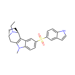 CCN1[C@H]2CC[C@H]1c1c(n(C)c3ccc(S(=O)(=O)c4ccc5[nH]ccc5c4)cc13)C2 ZINC000261096406