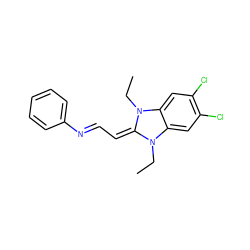 CCN1C(=CC=Nc2ccccc2)N(CC)c2cc(Cl)c(Cl)cc21 ZINC000254869213