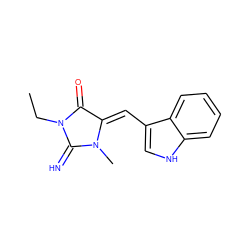 CCN1C(=N)N(C)/C(=C\c2c[nH]c3ccccc23)C1=O ZINC000053297998