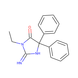 CCN1C(=N)NC(c2ccccc2)(c2ccccc2)C1=O ZINC000045245611