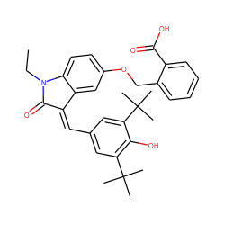 CCN1C(=O)/C(=C/c2cc(C(C)(C)C)c(O)c(C(C)(C)C)c2)c2cc(OCc3ccccc3C(=O)O)ccc21 ZINC000026994695