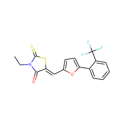 CCN1C(=O)/C(=C/c2ccc(-c3ccccc3C(F)(F)F)o2)SC1=S ZINC000013487530