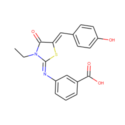 CCN1C(=O)/C(=C/c2ccc(O)cc2)S/C1=N\c1cccc(C(=O)O)c1 ZINC000008227369