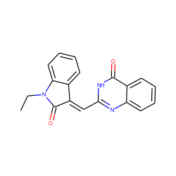 CCN1C(=O)/C(=C/c2nc3ccccc3c(=O)[nH]2)c2ccccc21 ZINC000013125036