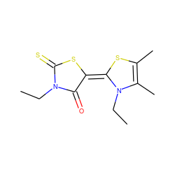 CCN1C(=O)/C(=C2/SC(C)=C(C)N2CC)SC1=S ZINC000032304172